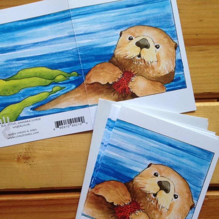 Sea Otter blank notecard for wholesale by Christi Sobel