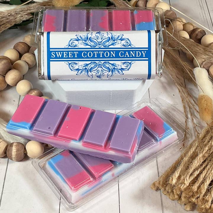 Cotton Candy Sugar Vanilla Scented Coconut Blend Wax Melts for wholesale by Honey Jar Creations