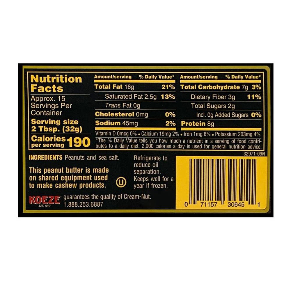 Koeze - Wholesale Nut Butter - Cream-Nut Natural Crunchy Peanut Butter1
