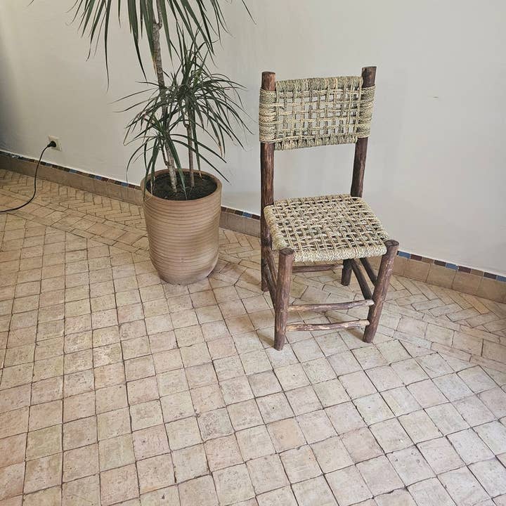 HandmadeBestSeller - Wholesale Chair - Handcrafted Moroccan Wooden Chair with Woven Palm Leaf Seat2