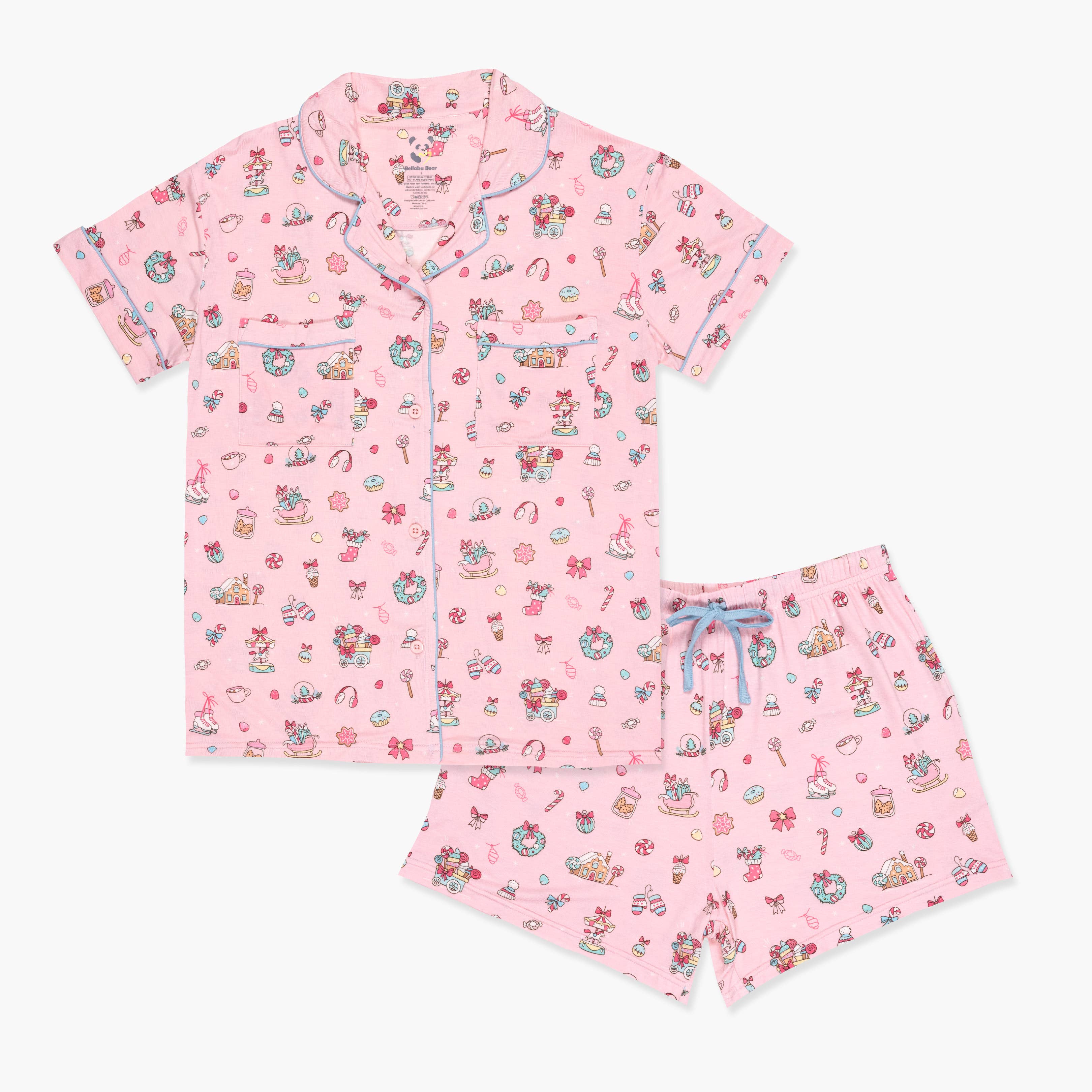 Bellabu Bear - Venta al por mayor Conjunto de ropa para dormir - Mujer - Conjunto de pijama corto de bambú para mujer Candy Cane Lane0