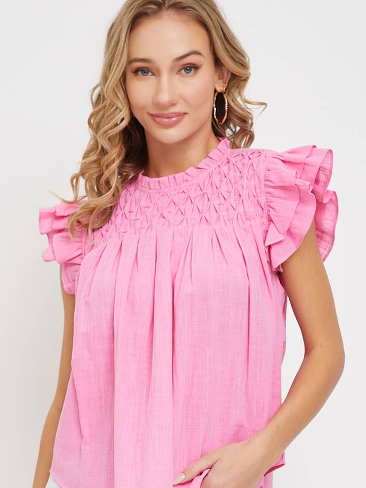 SMOCKED RUFFLE PULLOVER TOP for wholesale by Sweet Lovely by Jen