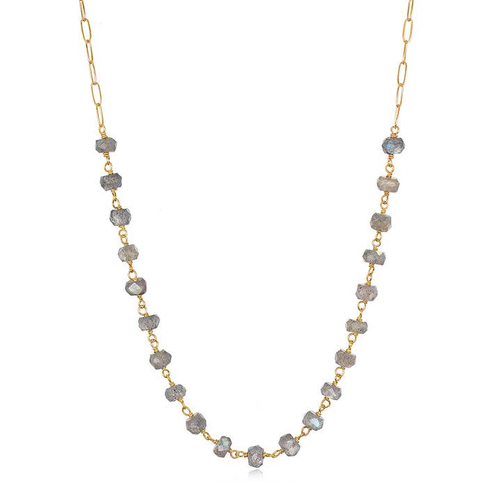 Büroklammer-Halskette - Labradorit für den Großhandel von Amelia Rose Jewelry