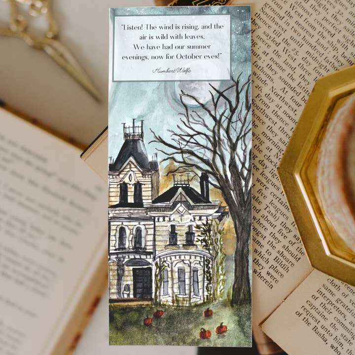 Haunted House Autumn Scene Bookmark for wholesale by Fox and Wild