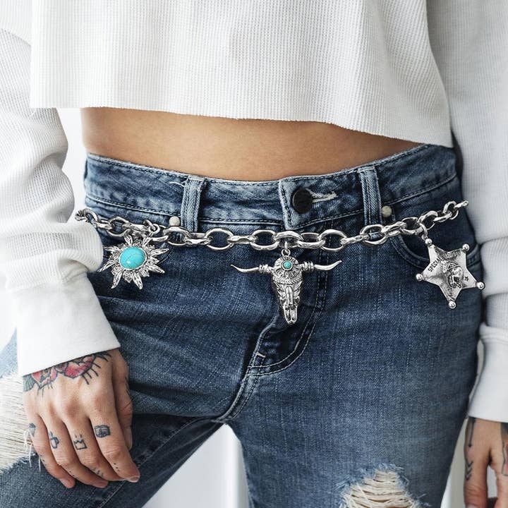 Boho Western Cowboy Inspired Floral Heart Charm Station Waist Chain Belt and other Purchase Wholesale boho belt. Free Returns & Net 60 Terms on Faire trending on Faire.