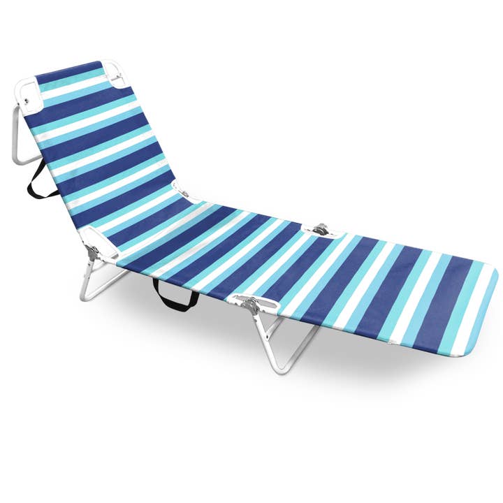 Cabana Beach Folding Lounge Chair w/Carry Straps-Blue Stripe for wholesale by Chaby International