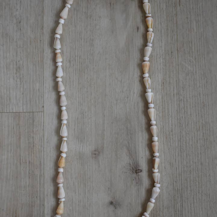 Revel Sun Hawai'i - Wholesale Beaded/Pearl Necklace - Cream Cone Shell + Puka Shell Lei2