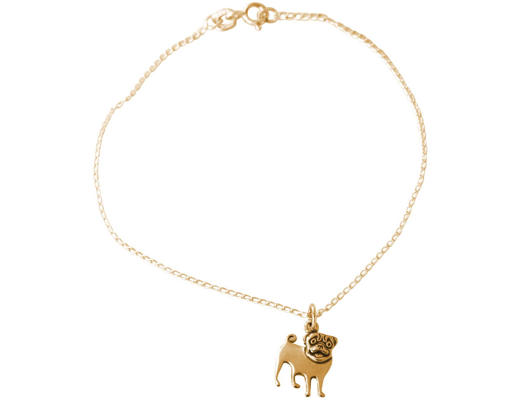 REMOVED BRAND – Pulseira com pendente por atacado – Pulseira com pingente Gemshine Pug Dog banhada a ouro prata 9256