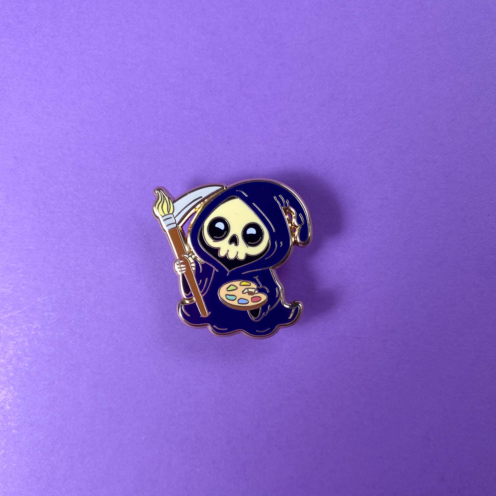 The Paint Sesh - Wholesale Lapel Pin/Button - Grim Reaper Artist Enamel Pin | Spooky Artist Gift Ideas7