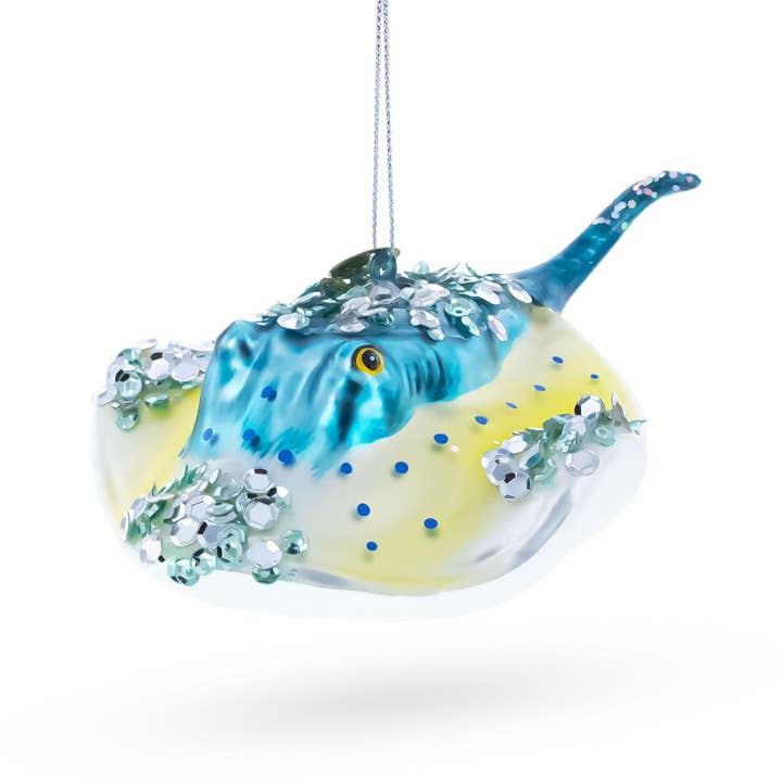 Blue Stingray Glass Ornament for wholesale by BestPysanky