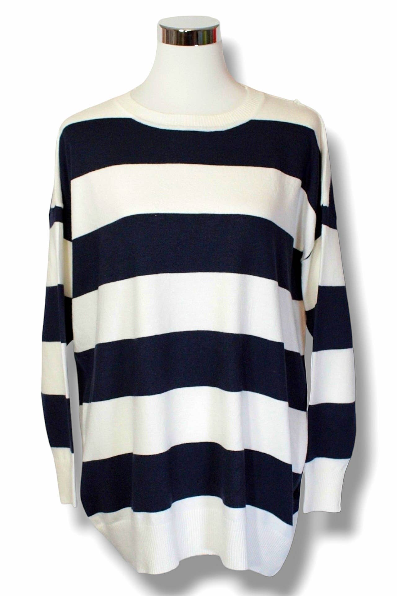 NINEF - Wholesale Tunic Sweater - Women's - Stripe Harmony Sweater - Sophisticated Fit3