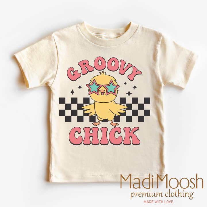 Groovy Chick Easter Shirt - Retro Easter Chicken Tee for wholesale by Madi Moosh