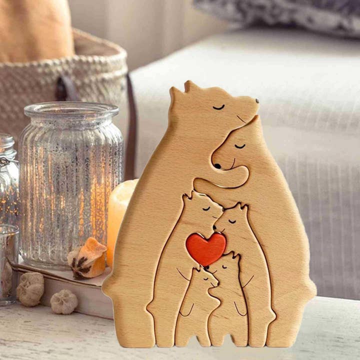 Candles Meta - Wholesale Decorative Tabletop Object - Warm Family Mother's Day Wooden Hug Bear Desk Accessory