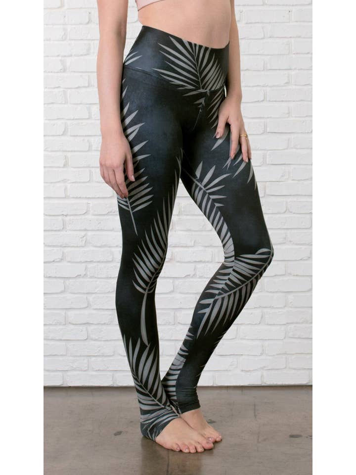 Eagle Rock Werkshop® - Wholesale Athletic/Lounge Leggings - Women's - Black Palms - Buttery Soft Athleisure Leggings3