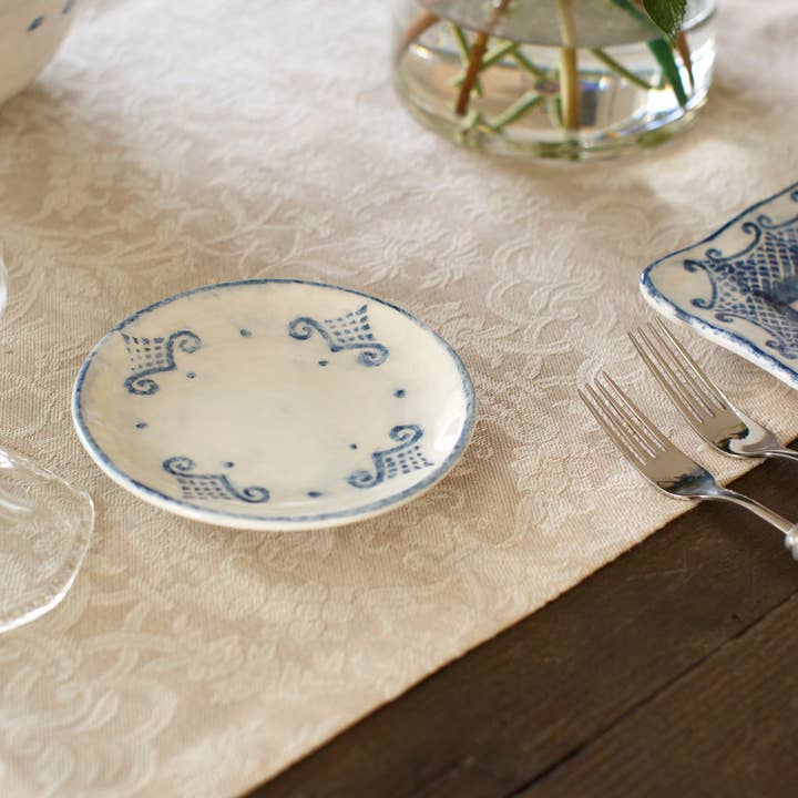 Arte Italica & Crown Linen Designs - Wholesale Appetizer Serveware - Burano Bread / Canapé Plate - New Color