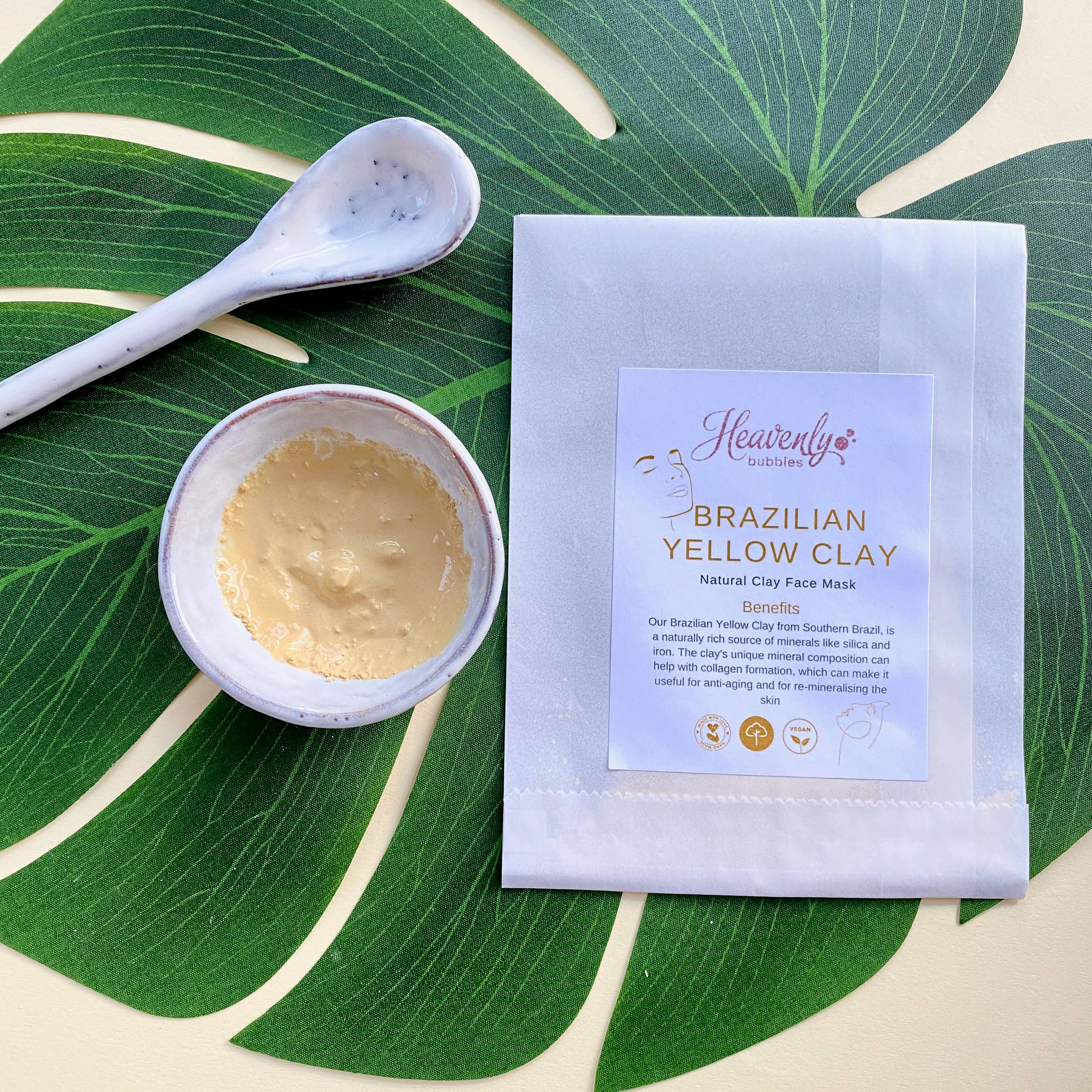 Heavenly Bubbles – wholesale Skincare face mask – Brazilian Yellow Natural Clay Face Mask Single Sachet1