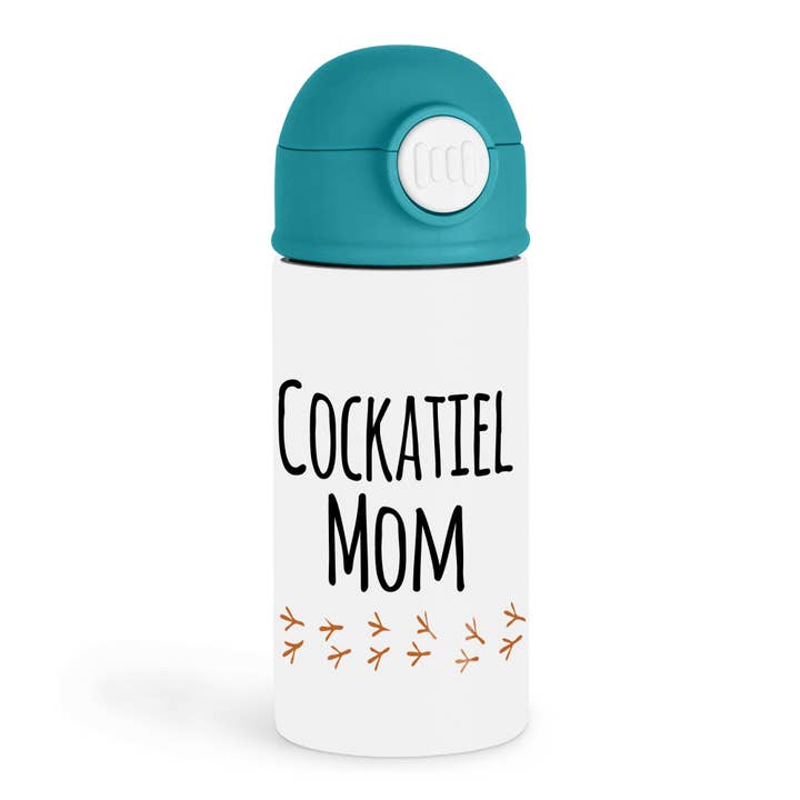 3dRose - Vente Bouteilles d'eau - 3dRose, Maman Calopsitte - pour les propriétaires d'oiseaux amateurs d'animaux de compagnie pour elle - perroquet cacatoès Quarrion Weiro avec empreintes, Bouteille d'eau pour enfants