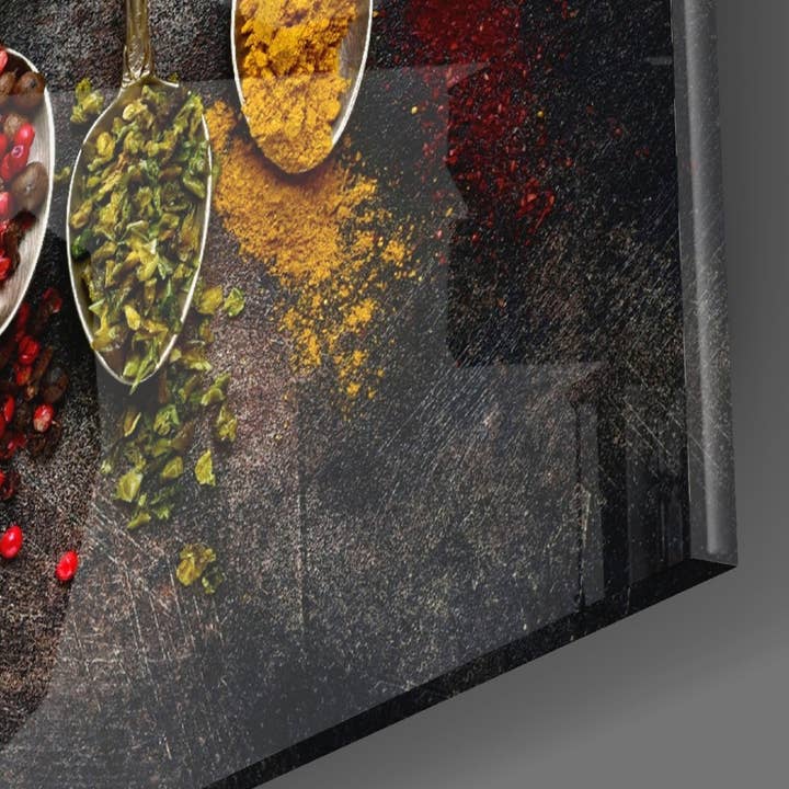 benjashop - Vendita all'ingrosso Stampa artistica - Arte della parete di vetro di arte della parete di stampa di spezie indiane 72x46cm3