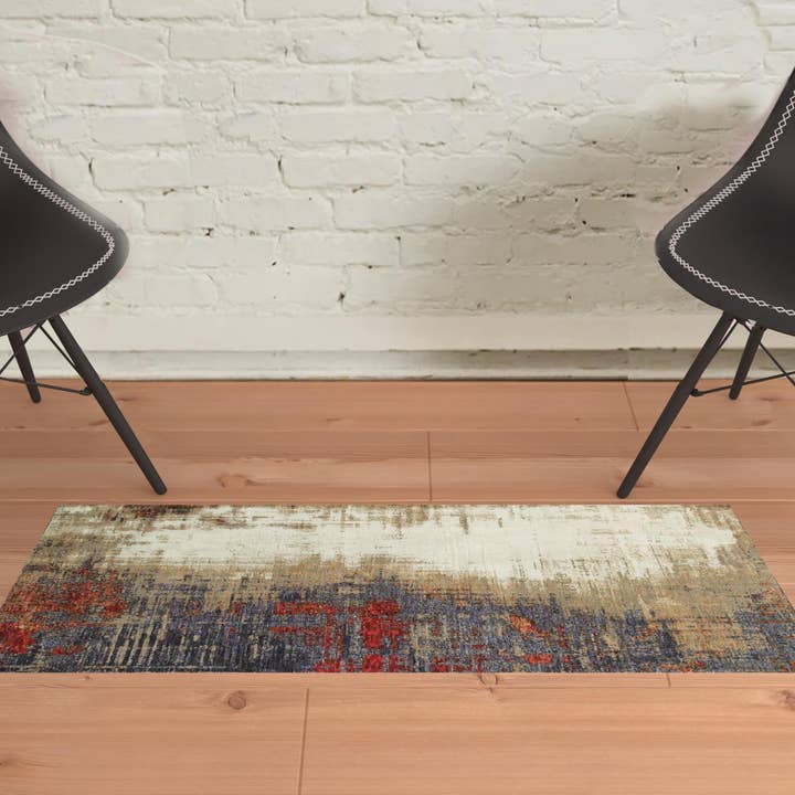 2' x 3' blåt og beige abstrakt Power Loom Area tæppe for engroshandel hos HomeRoots