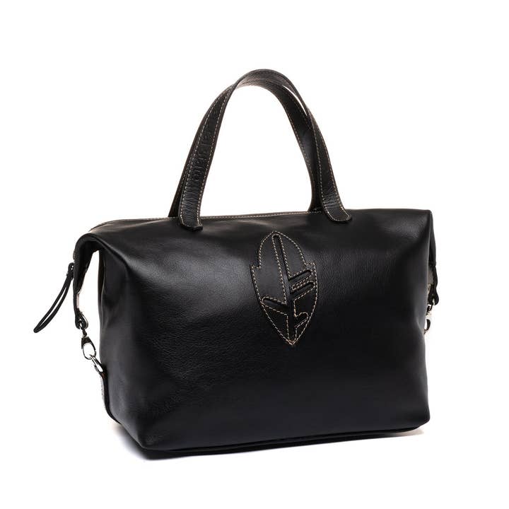 BOLSO BOWLING PIEL LISA NEGRO para venta al por mayor de Natural State Bags
