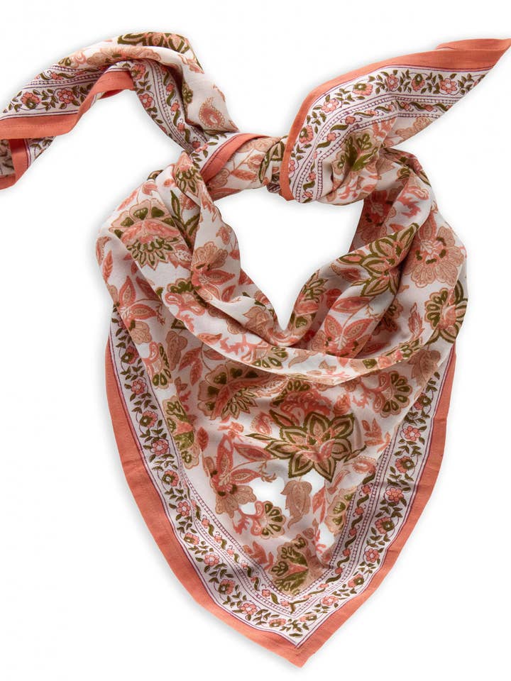 Adult Cotton Scarf with Block Print - Matira Blush for wholesale by Bindi Atelier
