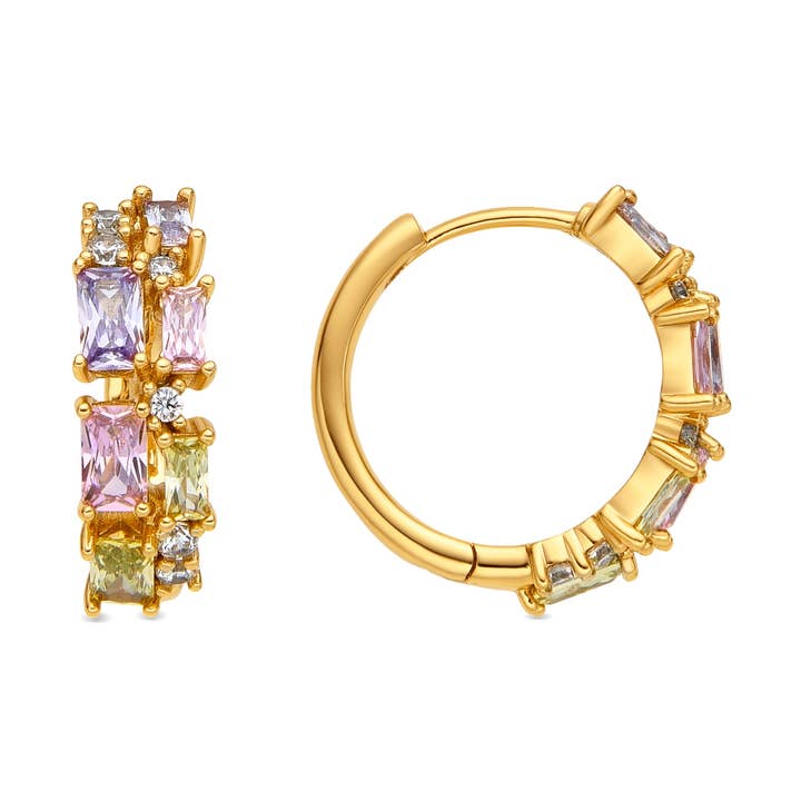 Luxenter øreringe i 18k guld finish og multicolor zirkonia - Rurik for engroshandel hos Luxenter