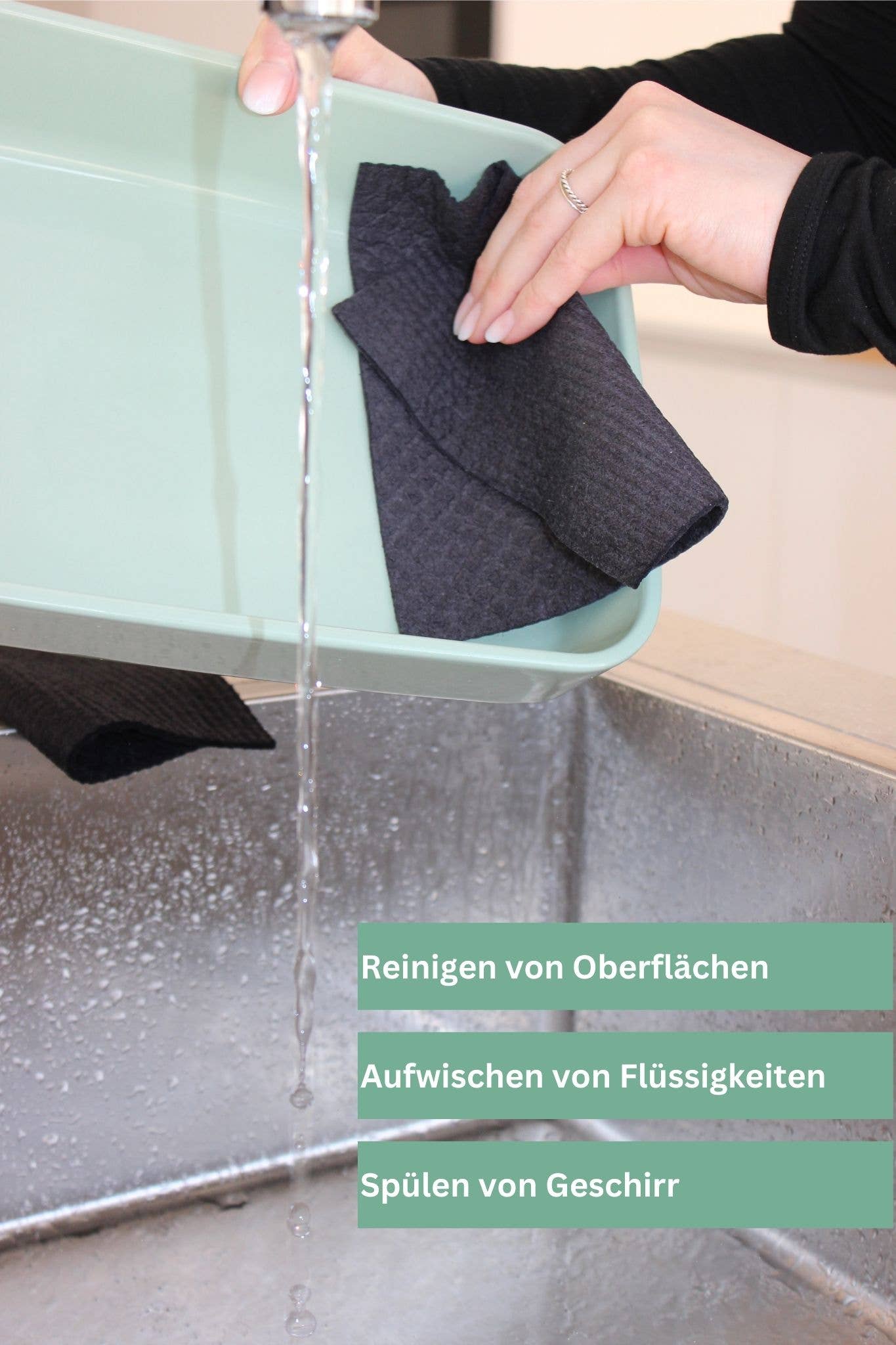 PROTEA - Wholesale Dishcloth - 2x compostable eco-sponge cloth, anthracite | PROTEA3