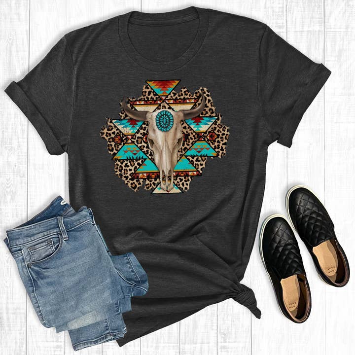 Serape Turquoise Cow Skull for wholesale by The Way Down South