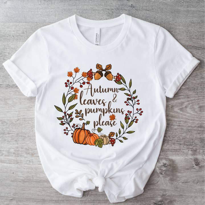 Herbstblätter Kürbis Please Fall Tee für den Großhandel von Londas Trendy Tees