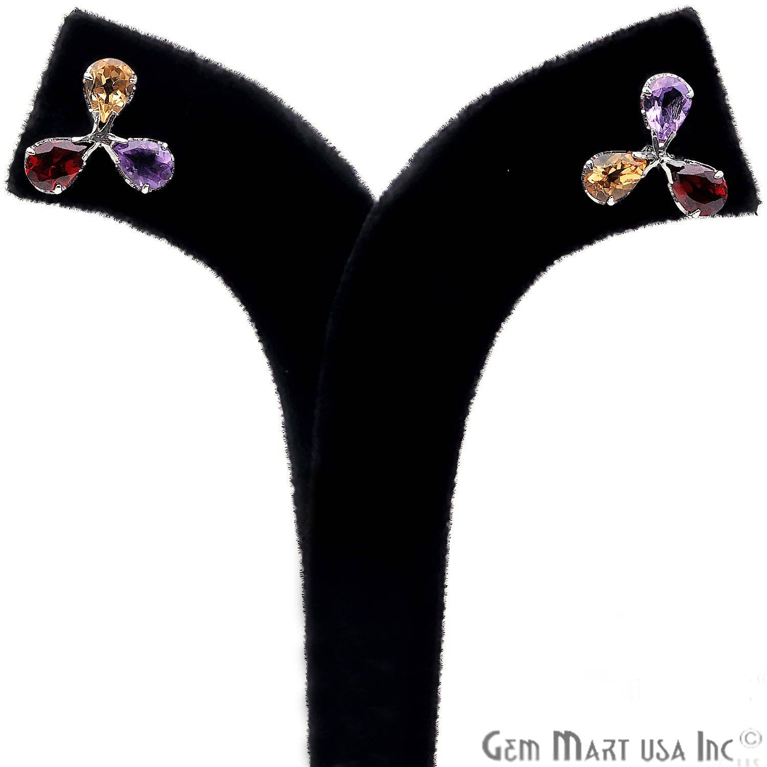 GemMartUSA – wholesale Solitärörhängen – Flerfärgad 16x11mm Sterling Silver Flower Stud örhänge3