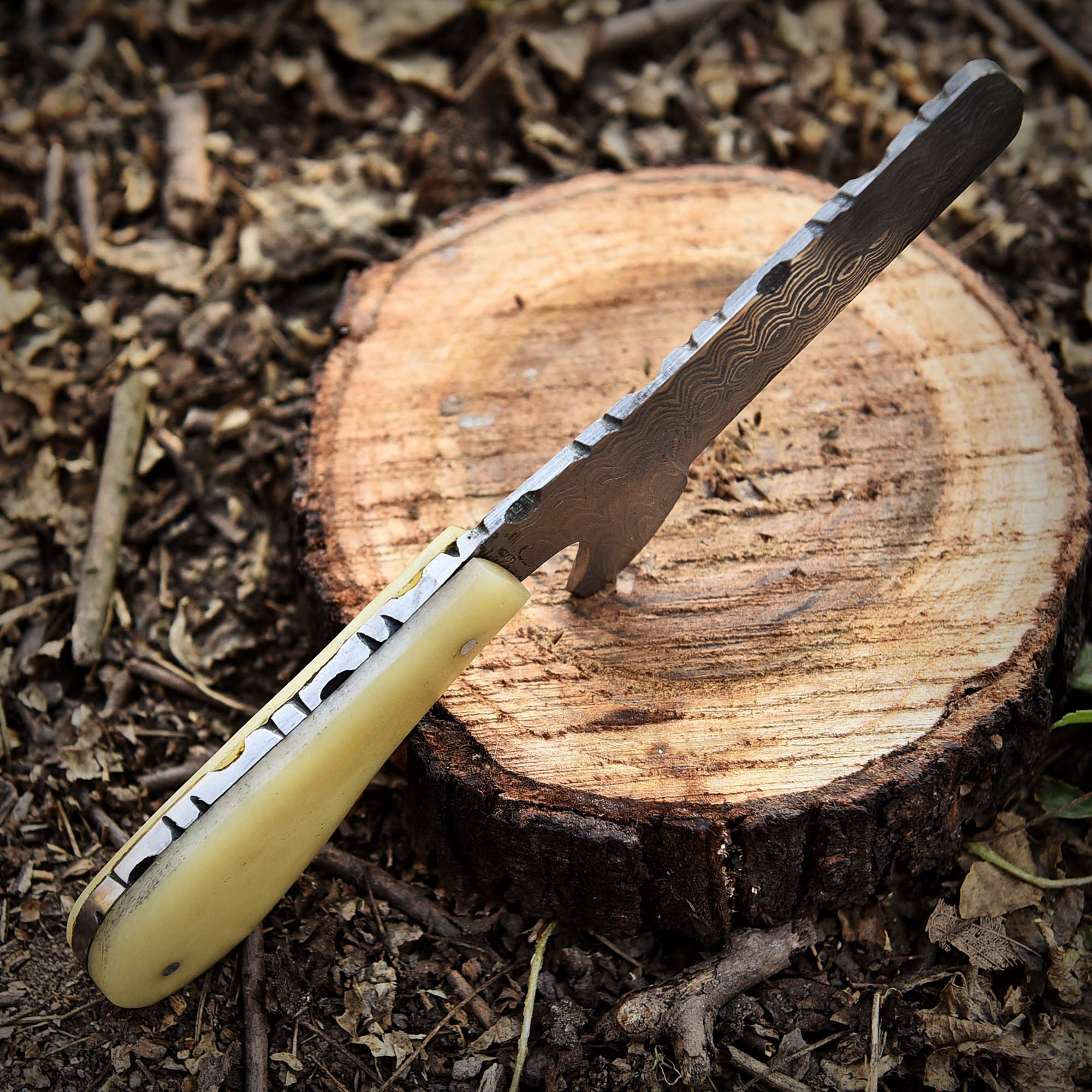 Deer Edge - Wholesale Kitchen/Utility Knife - 
Authentic Handcrafted Damascus Steel Cheese Knife with Ergo3