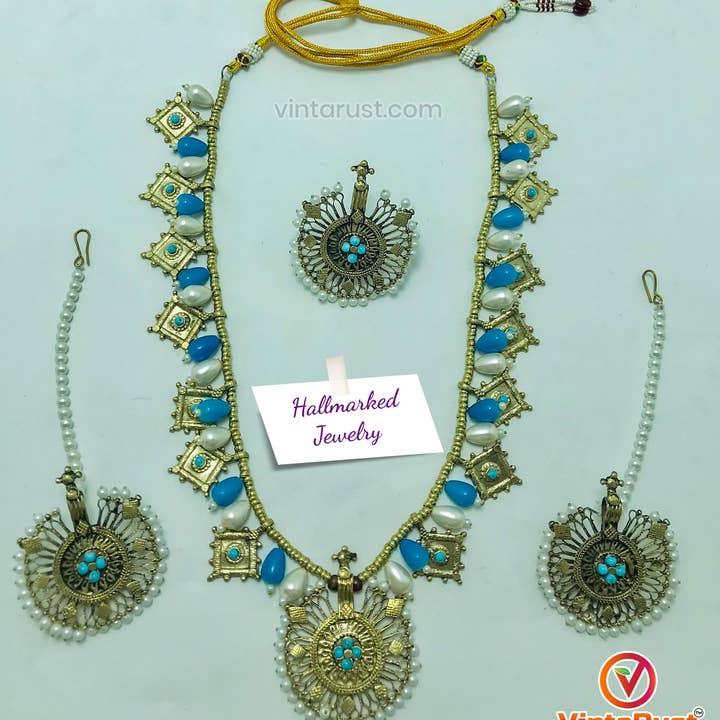 vintarust - Vente Parures de bijoux - Parure de bijoux Tribal avec perles et grand motif doré4