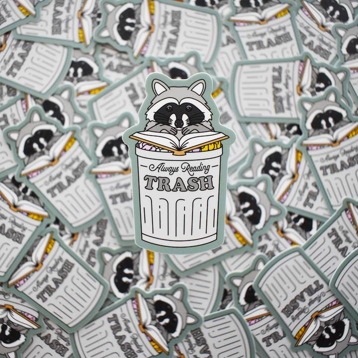 Wild North Co - Wholesale Sticker - Always Reading Trash Raccoon Sticker2