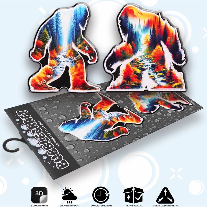 Bigfoot Dubbelexponering Grafisk 3D Souvenir Klistermärkesset för wholesale av Bubblecraft