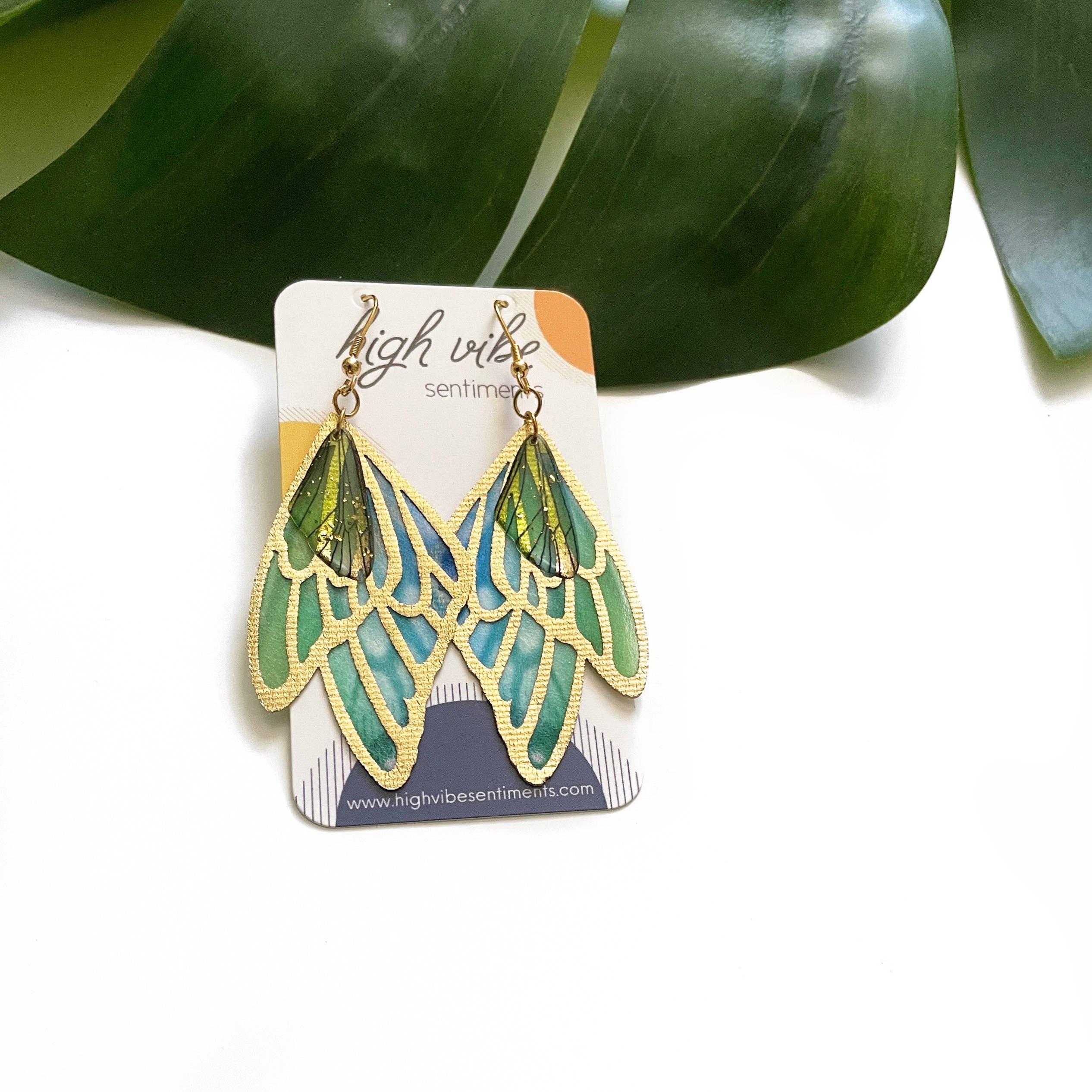 High Vibe Sentiments - Wholesale Dangle Earrings - Vibrant Butterfly Dangles3