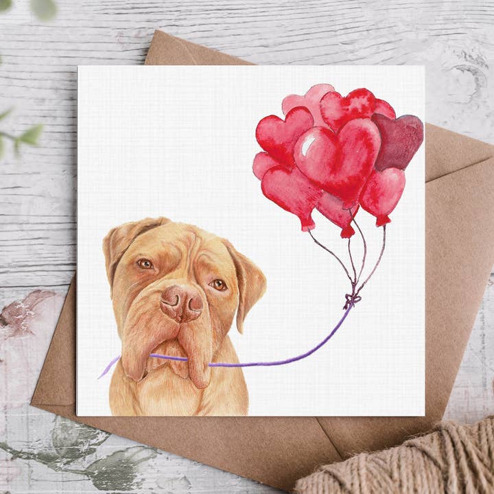 Dogue De Bordeaux Alla hjärtans dagskort för wholesale av Cloud Jellybean Art