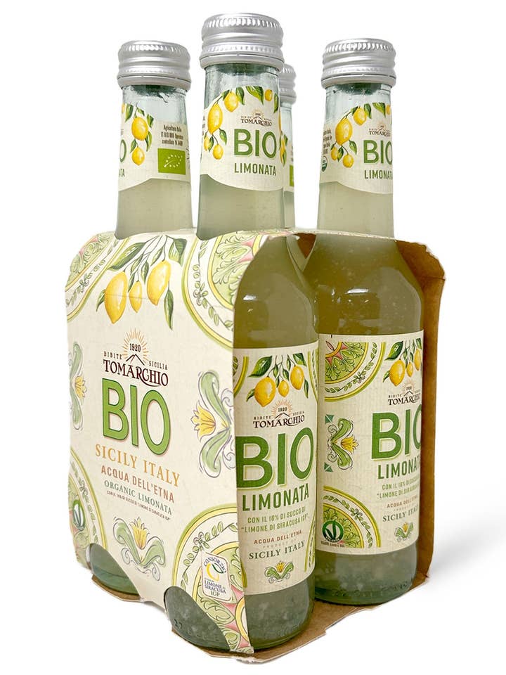 Tomarchio Organic Sicilian Lemon Soda, 4 x 9.3 Fl Oz (275ml) – Italian Sparkling Fruit Juice Drink for wholesale by Food To Live