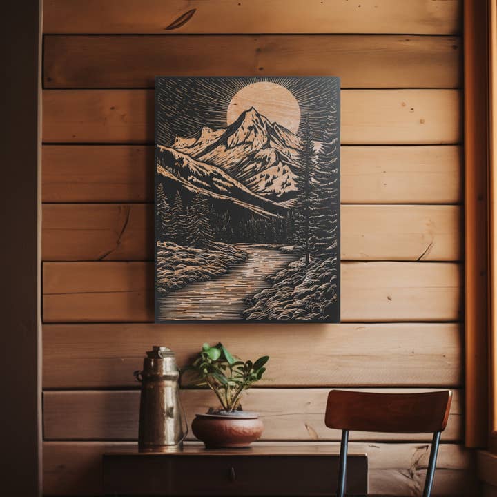 Rocky Mountains Engraved Illustration for wholesale by Benoit's Design Co.