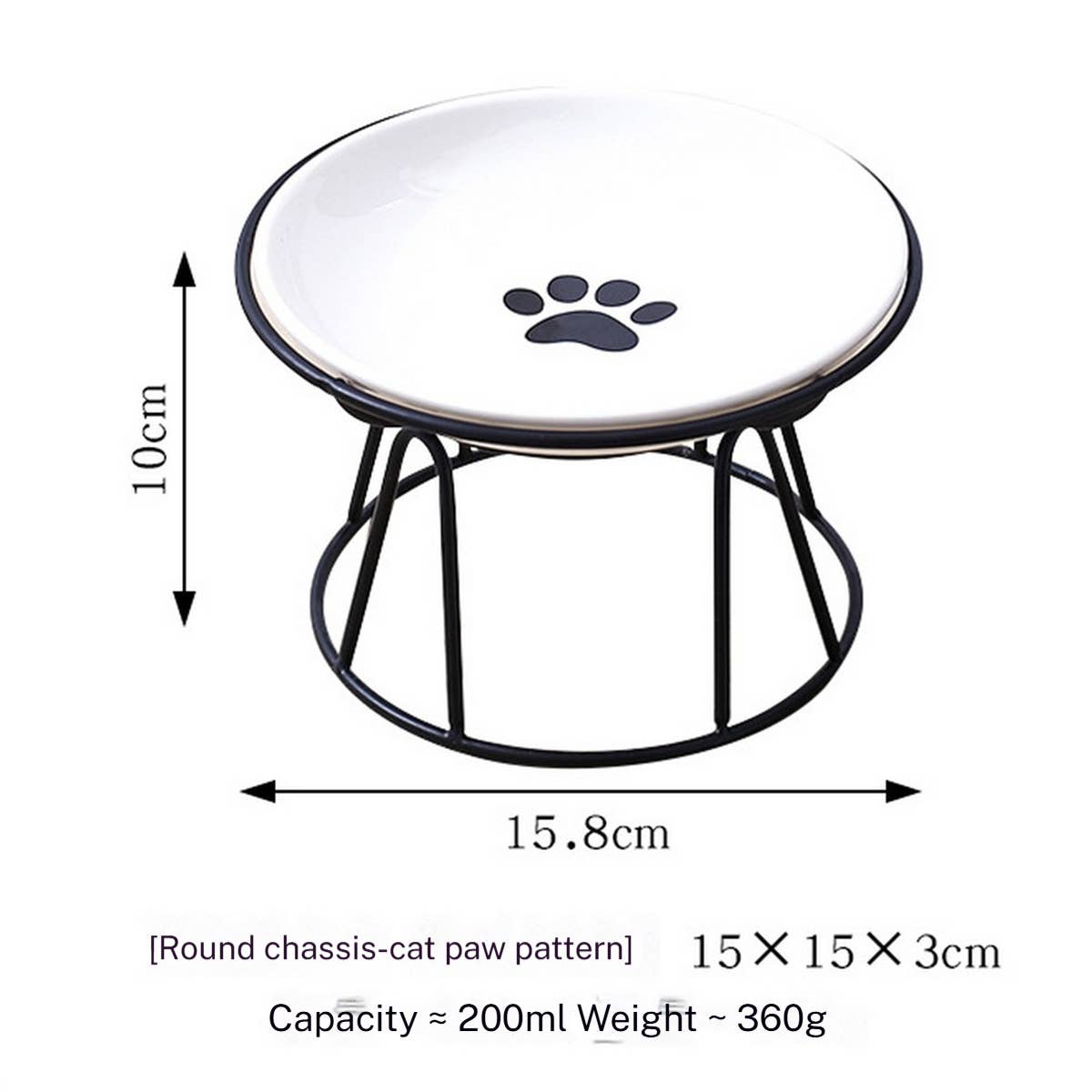 PAWPAWwholesale - Wholesale Pet Bowl - Cat/Dog - Fishbone Paw Ceramic Pet Bowl with Stand_CWMM59400