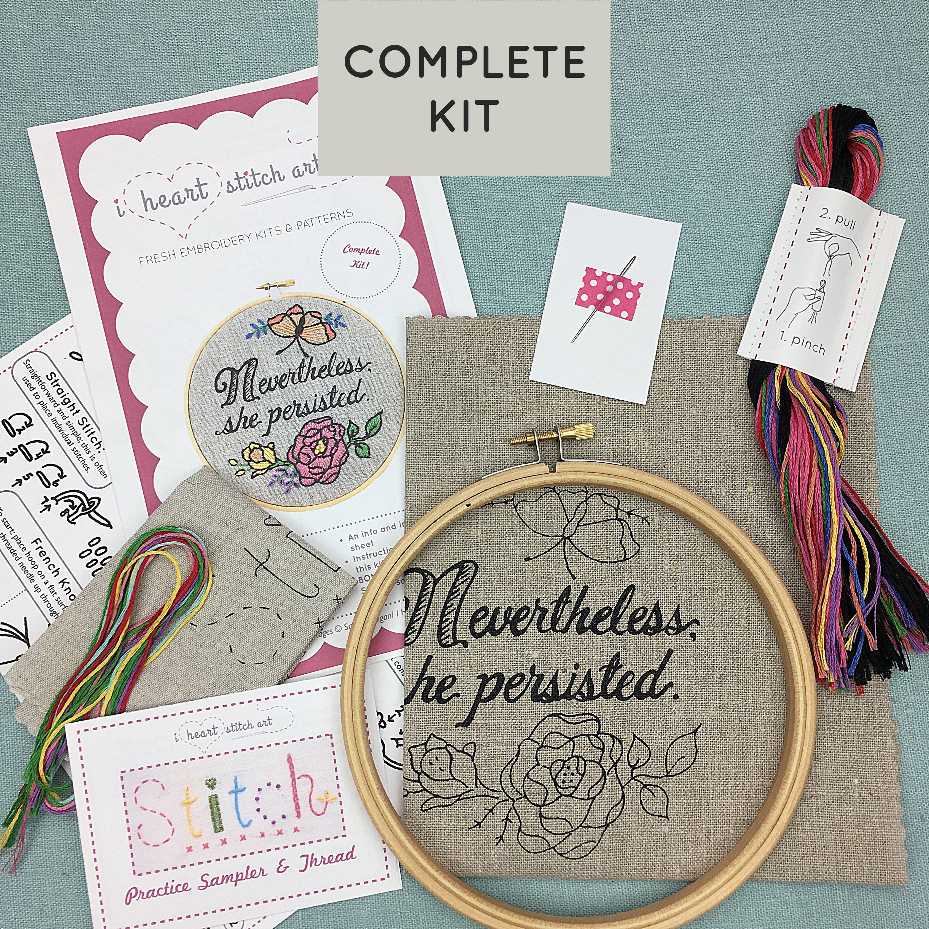 I Heart Stitch Art – wholesale Embroidery/cross-stitch supplies – Nevertheless, She Persisted: Embroidery Kit3