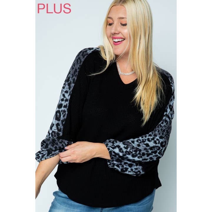 CURVY ANIMAL PRINT DOLMAN LONG SLEEVE TOP for wholesale by VOCAL