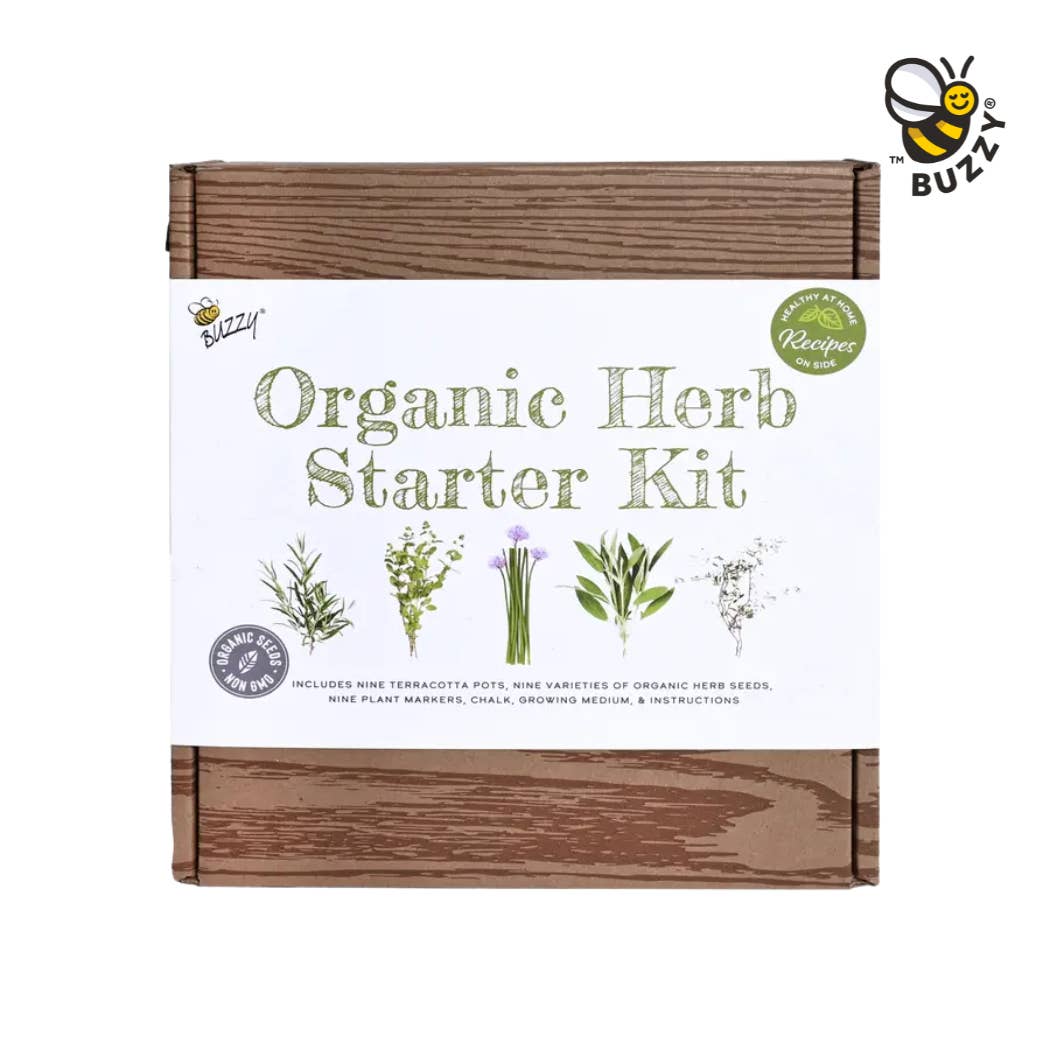 Buzzy Seeds Grow Gifts - Wholesale Plant Seeds - Organic Herb Starter Kit | Garden Workshop Kit | 9 Herbs