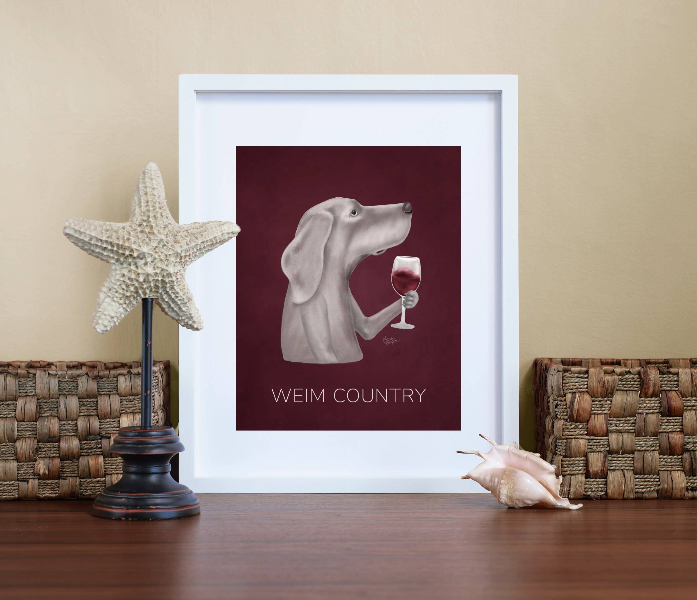Laura Bergsma Studio - Wholesale Art Print - Weimaraner Dog Art Print, Weim Country5