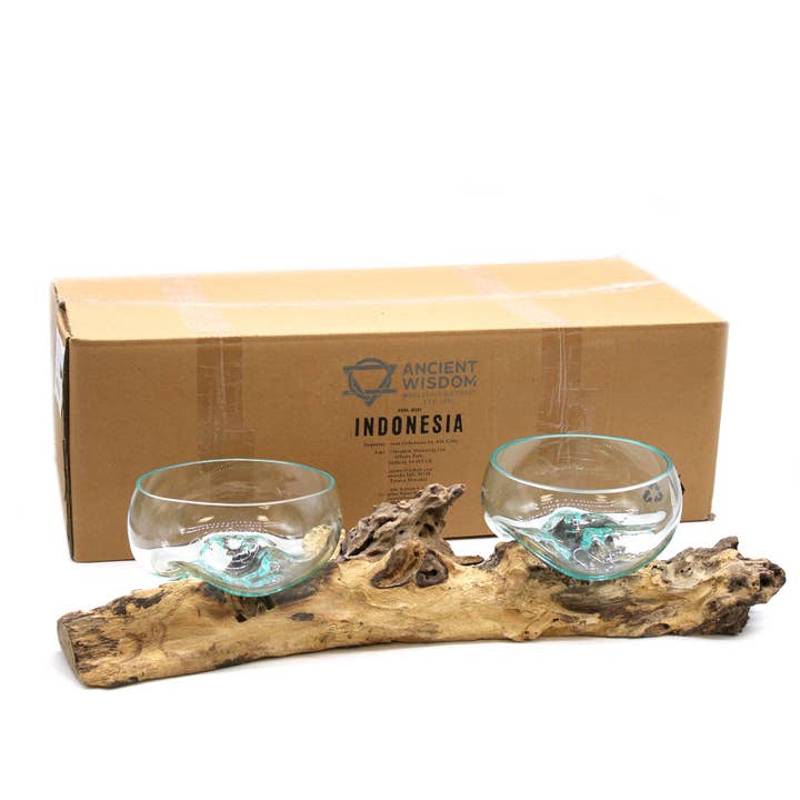 AW Artisan – wholesale Dekorativt bordsobjekt – Molton glas i extra stor dubbelhållare - 70 cm