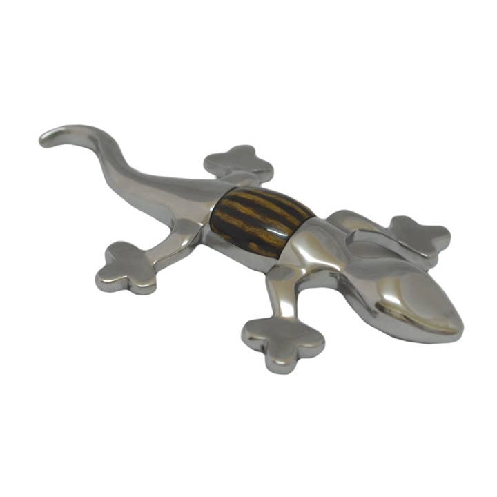 Gecko - Figura grande de aluminio reciclado con inserto natural para venta al por mayor de Handcrafted Gift