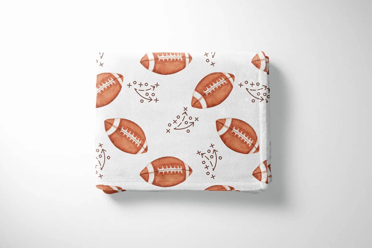 The Little Lemons Company - Wholesale Bedding Blanket - Kids & Baby - Football Soft Minky Blanket