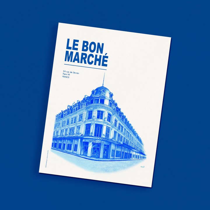Oneart - Wholesale Poster - Display The City In Blue Le Bon Marché - LVB00252