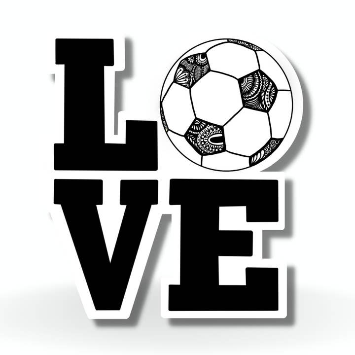 Soccer Sticker, Hand-Drawn Waterproof, Vinyl, Sports for wholesale by Lola & Bean Creations