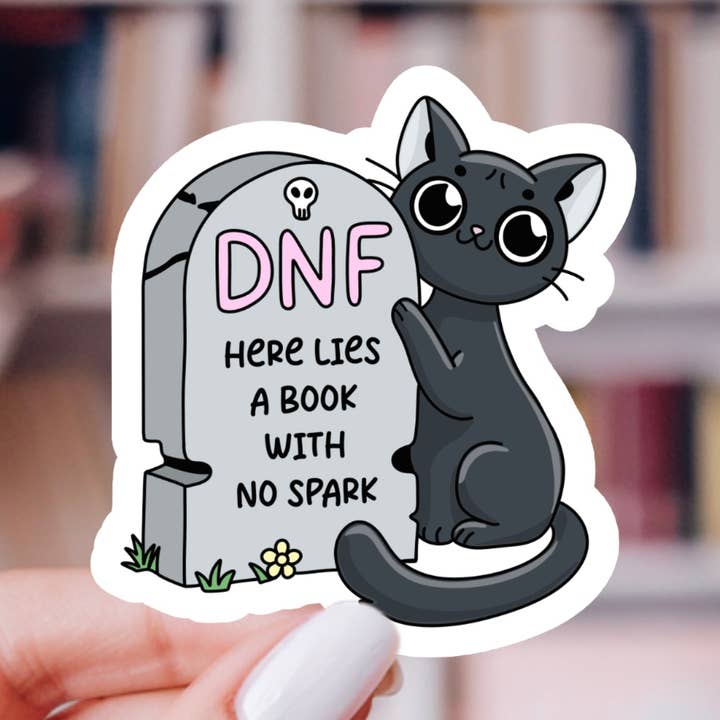 Indie Heart Studio - Wholesale Sticker - DNF Graveyard Cat Sticker – Bookish Halloween, Glossy Vinyl0
