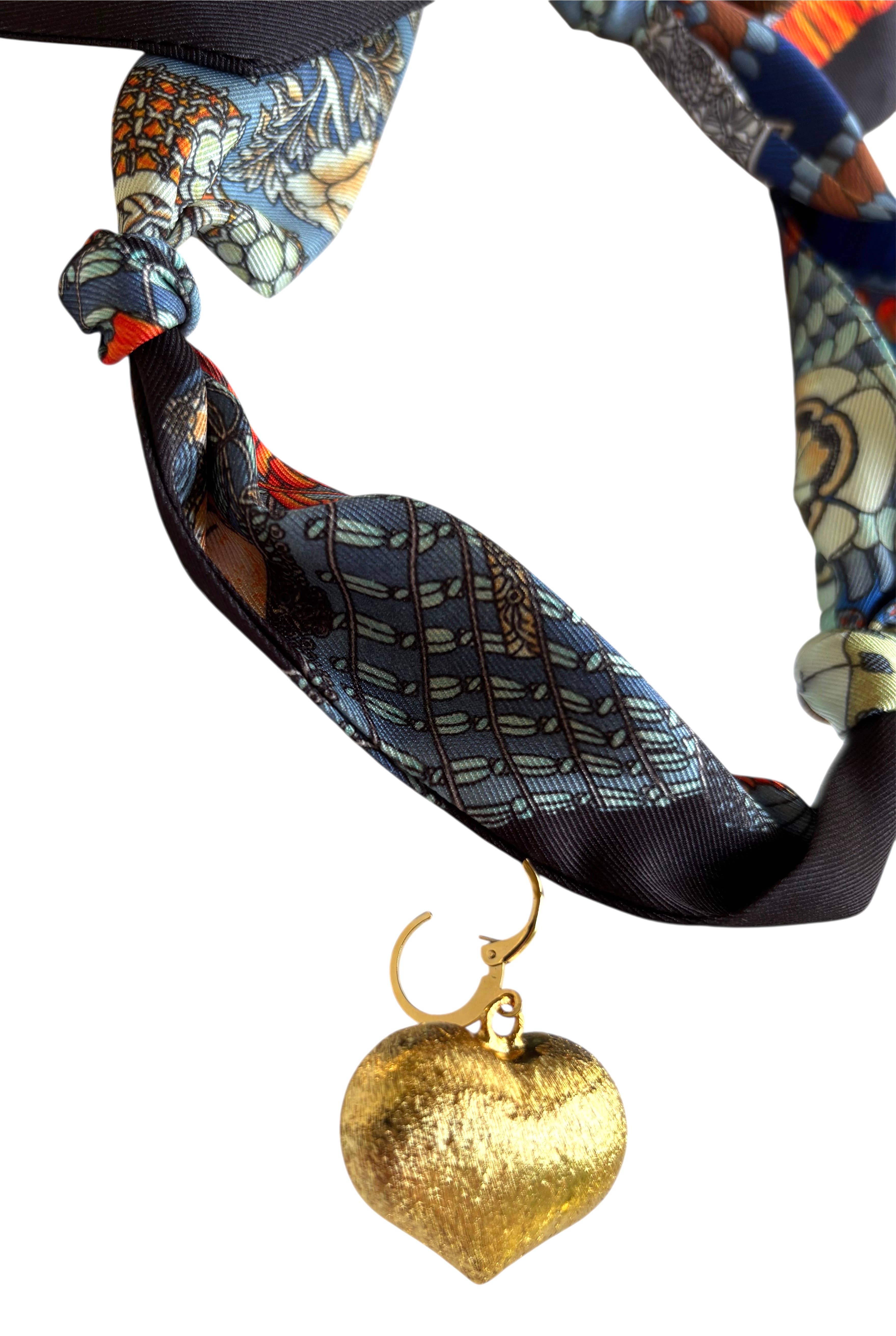 Nora James jewelry - Wholesale Pendant/Charm Necklace - Drift Scarf Necklace with Gold Puffy Heart Pendant2